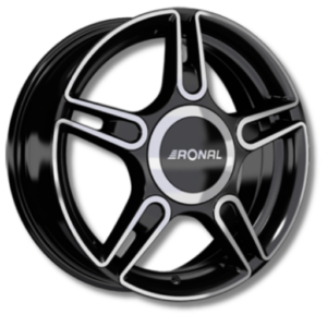 Ronal R52 m. Big-Cap 14" Black-Front Polished Alloy Wheels - 5J ET38 4x100