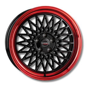 Borbet B 17" Black Rim Red Alloy Wheels - 7J ET30 4x100