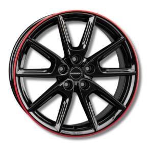 Borbet LX18 18" Black Glossy Rim Red Alloy Wheels - 8J ET45 5x108
