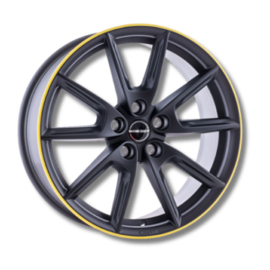 Borbet LX18 18" Black Matt Rim Yellow Alloy Wheels - 8J ET40 5x112