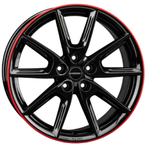 Borbet LX19 19" Black Glossy Rim Red Alloy Wheels - 8J ET40 5x112