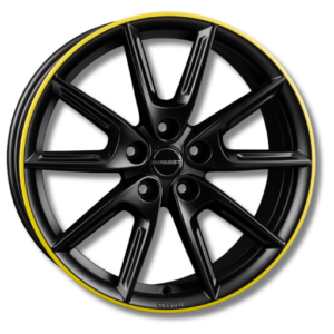 Borbet LX19 19" Black Matt Rim Yellow Alloy Wheels - 8J ET50 5x112