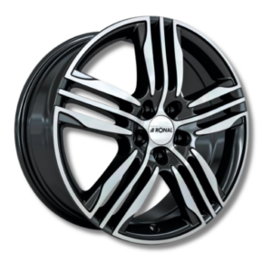 Ronal R57 18" Matt Black-Front Polished Alloy Wheels - 7.5J ET40 5x114.3