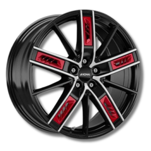 Ronal R67 Red Left jetblack 19" Jetblack-Front Polished Alloy Wheels - 8J ET25 5x112