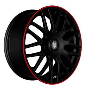 Fox VR3 19" Satin Black With Red Lip Alloy Wheels - 8J 5x112